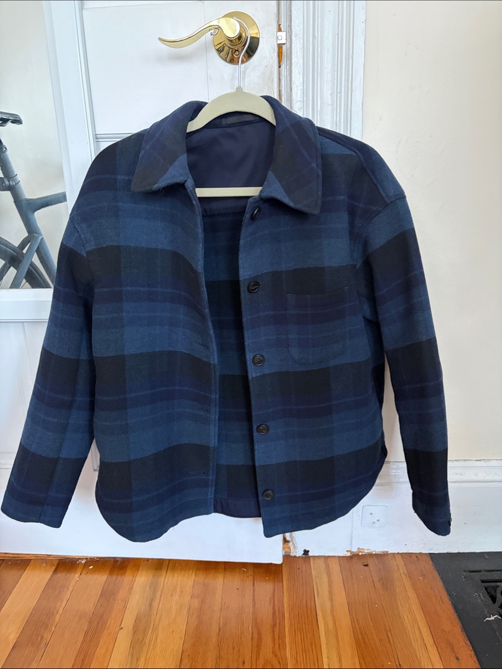 Blue Plaid Button Jacket